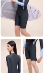 Bộ bơi nữ chống nắng, dài tay màu xám,  tay xanh, vải kháng Clo, UPF 50+, 361