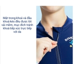 Bộ bơi bé gái, vải chống nắng UPF 50+, kháng Clo, dáng dài liền, màu than tay trắng, Dive&Sail
