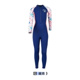 Bộ bơi bé gái, vải chống nắng UPF 50+, kháng Clo, dáng dài liền, màu than tay trắng, Dive&Sail