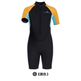 Bộ bơi giữ nhiệt bé gái, màu đen tay vàng, vải giữ nhiệt 2.5mm, Dive & Sail