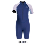 Bộ bơi giữ nhiệt bé gái ngắn tay dáng liền thân màu xanh than vải dày 2.5mm Dive & Sail