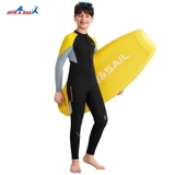 Bộ bơi giữ nhiệt dài liền, đen vàng, vải giữ nhiệt dày 2.5mm, Dive & Sail