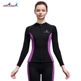 Áo bơi giữ nhiệt nữ, màu đen tím, vải dày 3.0mm, Dive & Sail
