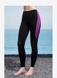Bộ bơi giữ nhiệt nữ, vải dày 3mm chống lạnh, màu đen tím, dài tay, dáng rời Dive & Sail