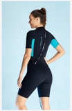 Bộ bơi giữ nhiệt nữ cộc tay, màu xanh đen, vải dày 3.0mm, Dive Sail