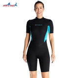 Bộ bơi giữ nhiệt nữ cộc tay, màu xanh đen, vải dày 3.0mm, Dive Sail