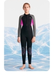 Bộ bơi giữ nhiệt bé gái dài tay, đen tay xám, vải dày 2.5mm, Dive & Sail