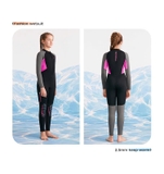 Bộ bơi giữ nhiệt bé gái dài tay, đen tay xám, vải dày 2.5mm, Dive & Sail