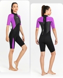 Bộ bơi giữ nhiệt nữ, dáng cộc liền, màu tím đen, vải dày 2.0mm, Dive Sail