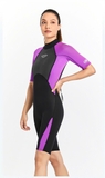 Bộ bơi giữ nhiệt nữ, dáng cộc liền, màu tím đen, vải dày 2.0mm, Dive Sail