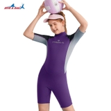 Bộ bơi giữ nhiệt bé gái, cộc tay, màu tím, vải dày 2.5mm, Dive & Sail