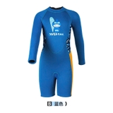 Bộ bơi giữ nhiệt bé trai, dài tay, màu xanh, siêu nhân, vải dày 2.5mm, Dive & Sail