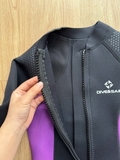 Áo bơi giữ nhiệt nữ, màu đen tím, vải dày 3.0mm, Dive & Sail