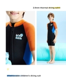 Bộ bơi giữ nhiệt cho bé, cộc tay, màu đen cam, vải dày 2.5mm, Dive Sail