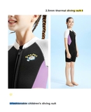 Bộ bơi giữ nhiệt bé gái, cộc tay, màu đen trắng, vải dày 2.5mm, Dive Sail