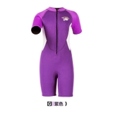 Bộ bơi giữ nhiệt bé gái, cộc tay, màu tím hồng, vải dày 2.5mm, Dive Sail