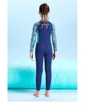 Bộ bơi giữ nhiệt bé gái, dài tay liền, màu xanh, vải dày 2.5mm, Dive Sail