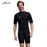 Bộ bơi giữ nhiệt cộc tay, màu đen, khoá chéo, vải dày 2mm Dive & Sail