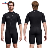 Bộ bơi giữ nhiệt cộc tay, màu đen, khoá chéo, vải dày 2mm Dive & Sail