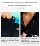 Bộ bơi giữ nhiệt dài tay, dáng liền, đen tay xanh, vải dày 3.0mm, Dive Sail