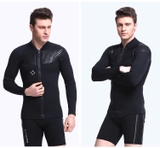 Áo bơi giữ nhiệt dài tay, kéo khoá, màu đen, vải dày 3.0mm Dive & Sail