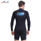 Áo bơi giữ nhiệt dài tay, kéo khoá, màu đen, vải dày 3.0mm Dive & Sail