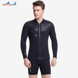 Áo bơi giữ nhiệt dài tay, kéo khoá, màu đen, vải dày 3.0mm Dive & Sail