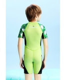 Bộ bơi giữ nhiệt trẻ em, cộc tay, xanh lá, vải dày 2.5mm Dive & Sail