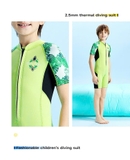 Bộ bơi giữ nhiệt trẻ em, cộc tay, xanh lá, vải dày 2.5mm Dive & Sail