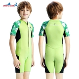 Bộ bơi giữ nhiệt trẻ em, cộc tay, xanh lá, vải dày 2.5mm Dive & Sail