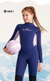 Bộ bơi giữ nhiệt bé gái dài tay chân, xanh than, vải dày 2.5mm, Dive & Sail