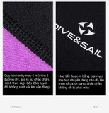 Bộ bơi giữ nhiệt nữ, liền dài tay, đen tím, vải dày 2mm, Dive & Sail