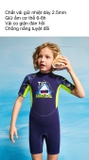 Bộ bơi giữ nhiệt trẻ em, xanh than cá mập, cộc tay, vải dày 2.5mm Dive & Sail