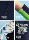 Bộ bơi chống lạnh trẻ em, dài tay đen xanh, khủng long, vải dày 1.5mm, Dive & Sail