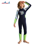 Bộ bơi chống lạnh trẻ em, dài tay đen xanh, khủng long, vải dày 1.5mm, Dive & Sail