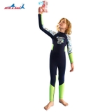 Bộ bơi chống lạnh trẻ em, dài tay đen xanh, khủng long, vải dày 1.5mm, Dive & Sail