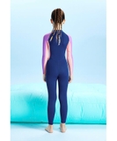 Bộ bơi bé gái dài tay, màu than tím, vải chống nắng UPF 50++, Dive & Sail