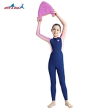 Bộ bơi bé gái dài tay, màu than tím, vải chống nắng UPF 50++, Dive & Sail