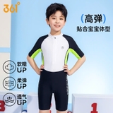 Bộ bơi trẻ em hàng cao cấp, chống nắng UPF 50+, màu trắng đen, cộc tay, 361