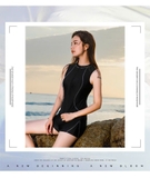 Bộ bơi nữ tay ngắn, màu đen, dáng rời, mẫu mới 2026, che khuyết điểm vòng bụng, 361