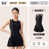 Bộ bơi 361 nữ, mẫu mới dáng liền, thon gọn tôn dáng, màu đen, liền chân váy