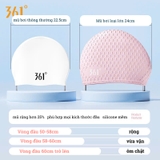Mũ bơi silicone 361 người lớn, kích thước lớn cho người tóc dài, chống nước, co giãn cao