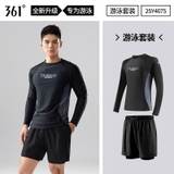 Bộ bơi nam 361, dài tay chống nắng UPF 50+, thoáng khí mau khô, màu đen, Training