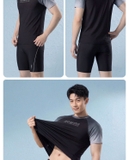 Bộ bơi nam 361 cộc tay, kiểu dáng thời trang, chống nắng UPF 50+, Rowing, màu đen