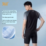 Bộ bơi nam 361 cộc tay, kiểu dáng thời trang, chống nắng UPF 50+, Rowing, xanh đen