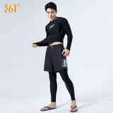 Bộ bơi nam 361, chống nắng UPF 50+, dài tay chân, thời trang lịch sự, màu đen Sport