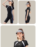 Bộ bơi nữ 631 thon gọn dáng, vải chống nắng UPF 50+, cộc tay màu đen