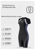 Bộ bơi nữ 631 thon gọn dáng, vải chống nắng UPF 50+, cộc tay, than cam