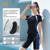 Bộ bơi nữ 631 thon gọn dáng, vải chống nắng UPF 50+, cộc tay màu đen