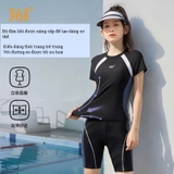 Bộ bơi nữ 631 thon gọn dáng, vải chống nắng UPF 50+, cộc tay, than cam